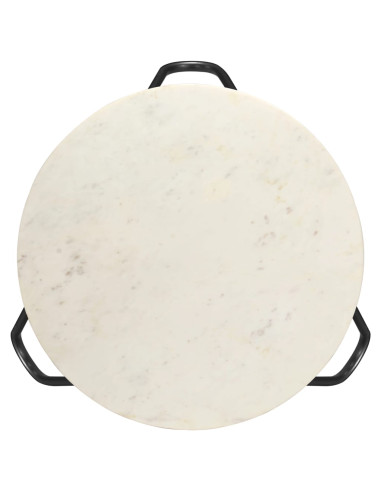 Tavolino da Caffè Bianco 65x65x42 cm Pietra Vera Testura Marmo