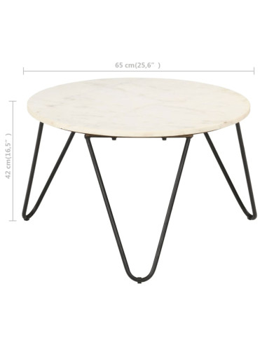 Tavolino da Caffè Bianco 65x65x42 cm Pietra Vera Testura Marmo