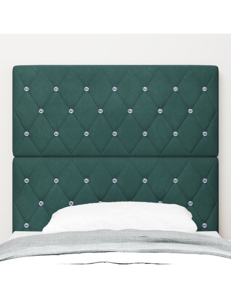 Testiera  con Pulsante in Cristallo Tufted Verde Scuro 90 cm Velluto, Testiera  con Pulsante in Cristallo Tufted Verde Scuro 180