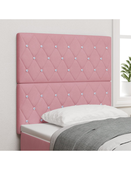 Testiera  con bottoni in cristallo tufted rosa 100 cm velluto, Testiera  con bottoni in cristallo tufted rosa 200 cm velluto