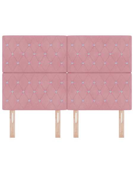Testiera con Bottoni in Cristallo Tufted Rosa 160 cm Velluto