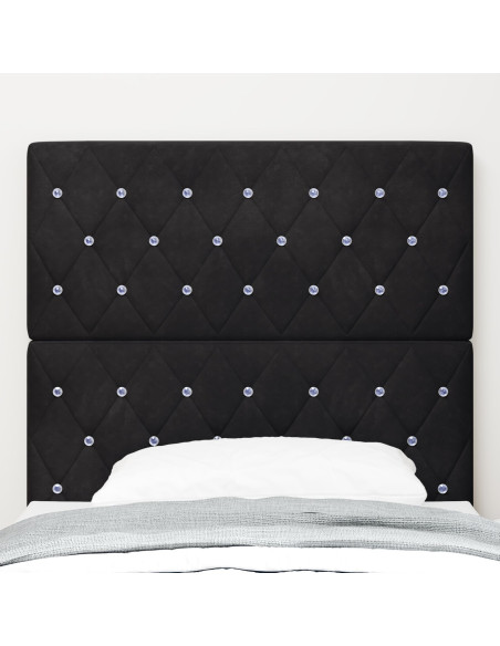 Testiera  con bottoni di cristallo tufted Nera 90 cm in velluto, Testiera  con bottoni di cristallo tufted Nera 180 cm in vellut