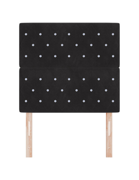 Testiera in Velluto Nero di  con Trapuntatura a Bottoni di Cristallo, 100 cm, Testiera in Velluto Nero di  con Trapuntatura a Bo