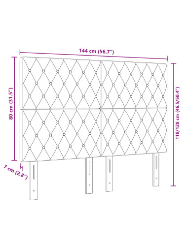Testiera con testiera Grigio scuro 144 cm Pelle Sintetica