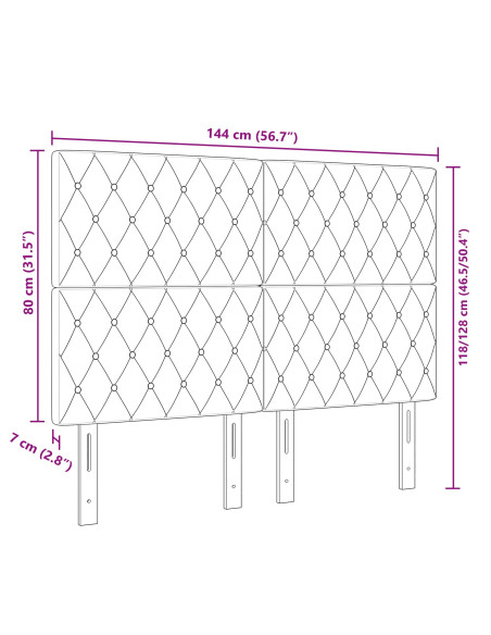 Testiera con testiera Grigio scuro 144 cm Pelle Sintetica