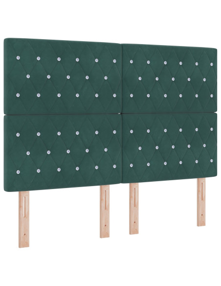 Testiera  con Bottoni in Cristallo Trapuntata Verde Scuro 160 cm Velluto