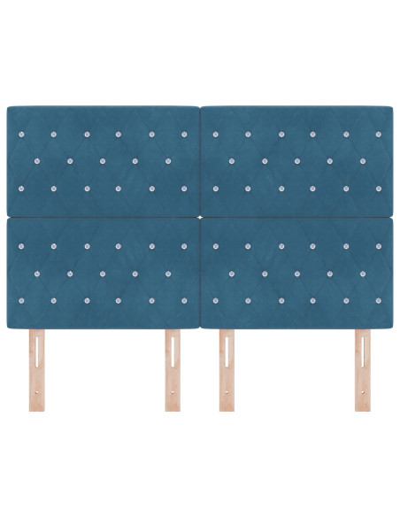Testiera  con bottoni in cristallo tufted Blu Scuro 160 cm Velluto