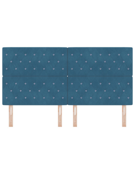 Testiera con Bottoni in Cristallo Trapuntata Blu Scuro 180 cm Velluto
