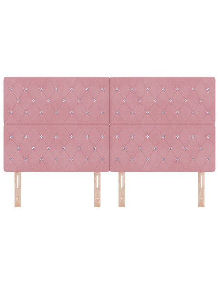 Testiera  con Bottoni in Cristallo Tufted Rosa 180 cm in Velluto
