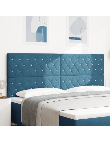 Testiera  con bottoni di cristallo tufted blu scuro 200 cm in velluto