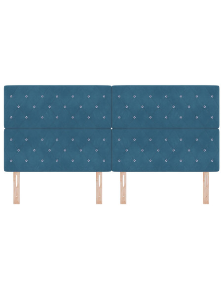 Testiera  con bottoni di cristallo tufted blu scuro 200 cm in velluto