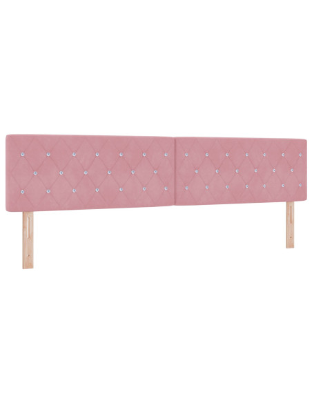 Testiera  con bottoni in cristallo, tufted, rosa, 200 cm, velluto