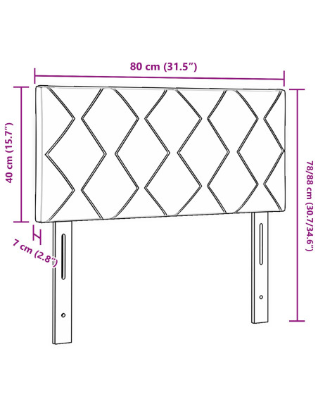 Testiera  Design a Blocchi Diamante Tortora 80 cm Tessuto
