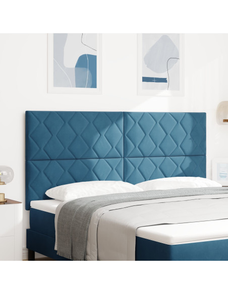 Testiera Design a Blocchi di Diamante Blu Scuro 180 cm Velluto