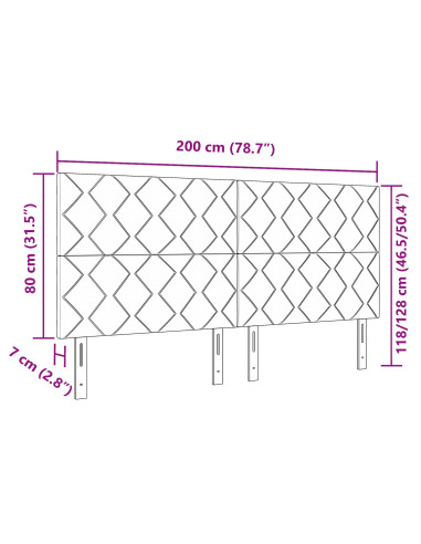 Testiera con testiera Grigio chiaro 200 cm Pelle Sintetica