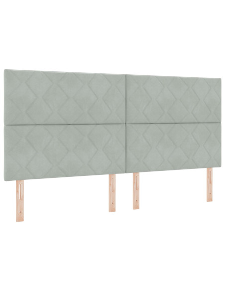 Testiera Design a Blocchi di Diamante Grigio Chiaro 200 cm Velluto