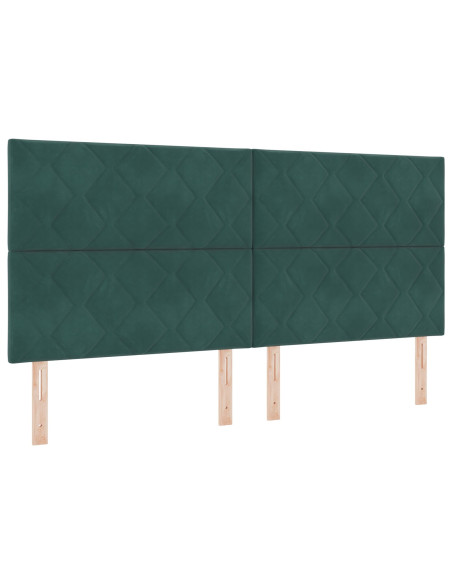 Testiera Design Blocchi di Diamante Verde Scuro 200 cm Velluto