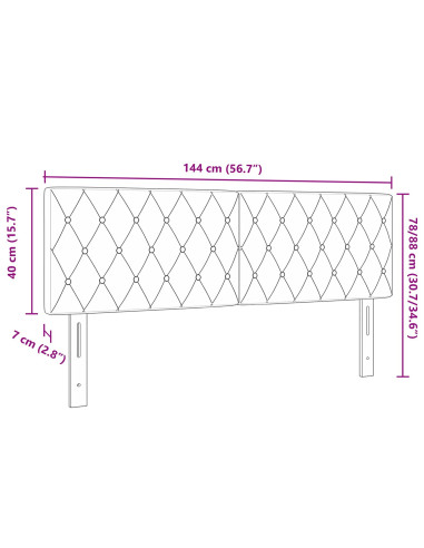 Testiera con testiera Grigio chiaro 144 cm Pelle Sintetica