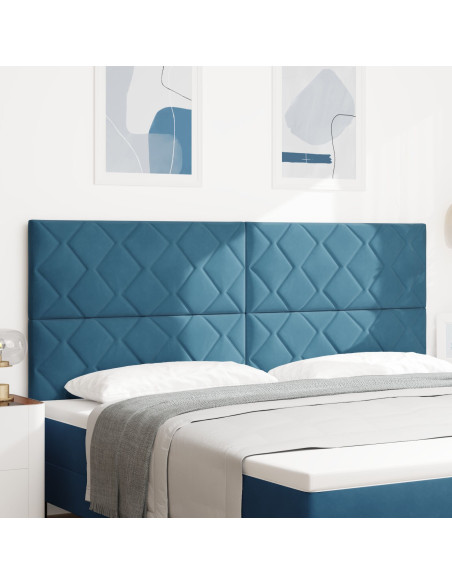 Testiera  Design a blocchi di diamante Blu scuro 200 cm Velluto