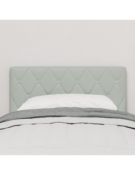 Testata letto  con bottoni di cristallo in velluto grigio chiaro 80 cm