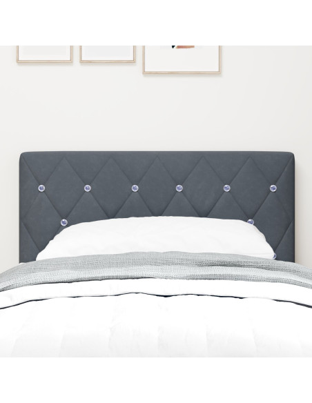 Testata letto  con bottoni in cristallo, grigio scuro, 80 cm in velluto