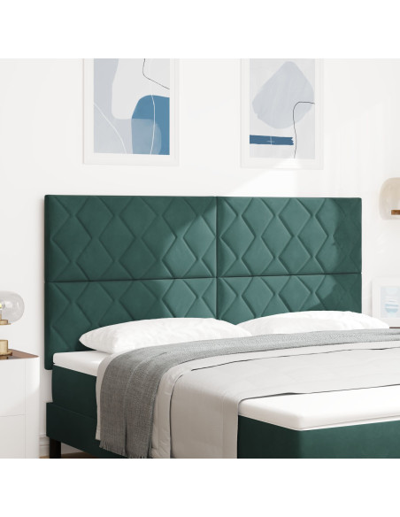 Testiera Design a Blocchi di Diamante Verde Scuro 180 cm Velluto