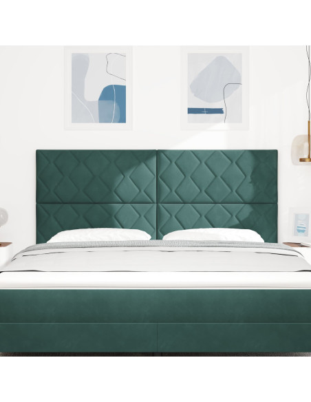 Testiera Design a Blocchi di Diamante Verde Scuro 180 cm Velluto
