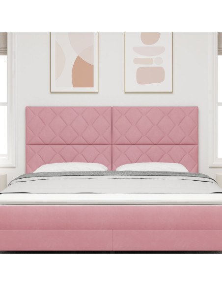 Testiera con Design a Blocchi di Diamante in Rosa 180 cm Velluto