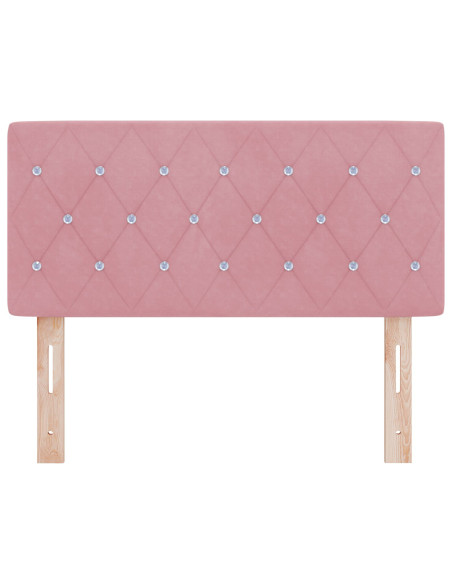 Testiera  con bottoni in cristallo imbottita Rosa 90 cm in velluto