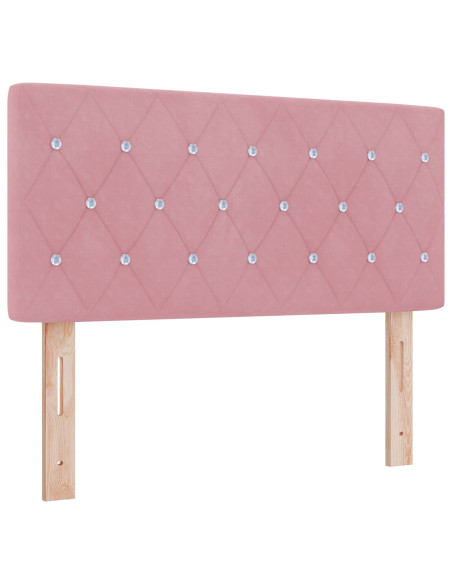 Testiera  con bottoni in cristallo imbottita Rosa 90 cm in velluto