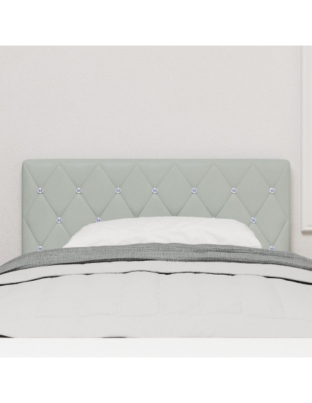 Testiera  con bottoni in cristallo, tufted, grigia chiara, 100 cm, velluto