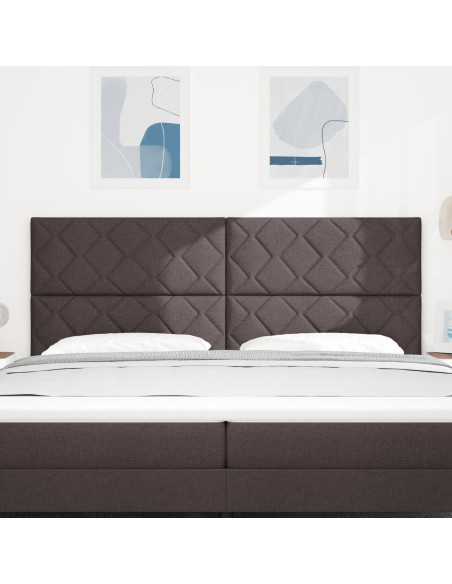 Testiera  Design a Blocchi a Diamante Marrone Scuro 200 cm Tessuto