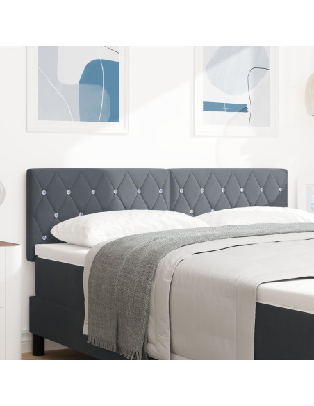 Testiera  con bottoni in cristallo grigio scuro 140 cm in velluto