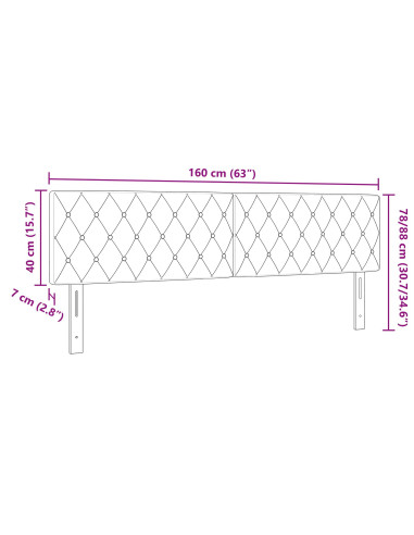 Testiera con testiera Grigio chiaro 160 cm Pelle Sintetica