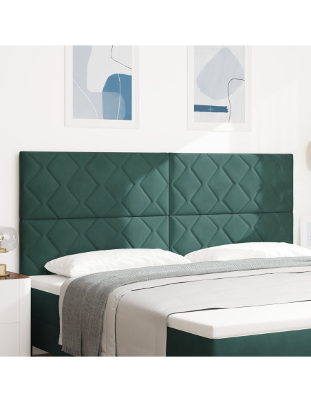 Testiera Design Blocchi di Diamante Verde Scuro 200 cm Velluto