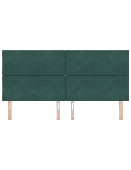 Testiera Design Blocchi di Diamante Verde Scuro 200 cm Velluto