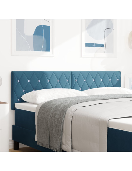 Testiera  con bottoni in cristallo, tufted, blu scuro, 160 cm, velluto