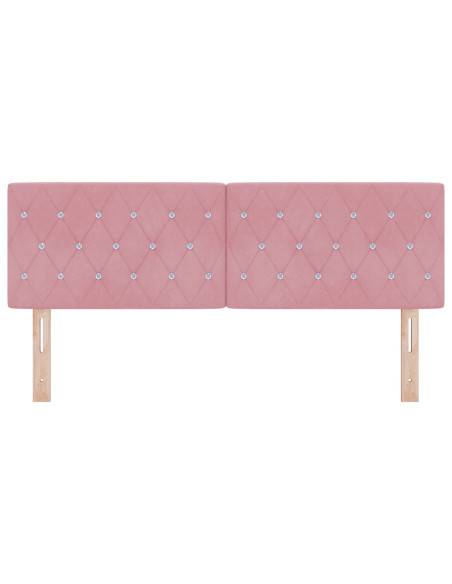 Testiera  con bottoni cristallo imbottita Rosa 160 cm in velluto
