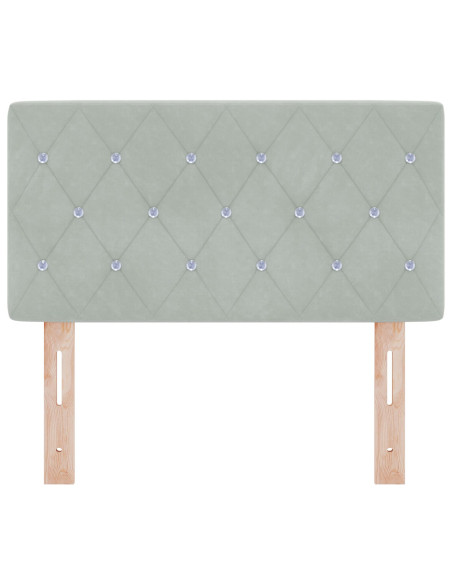 Testata letto  con bottoni di cristallo in velluto grigio chiaro 80 cm
