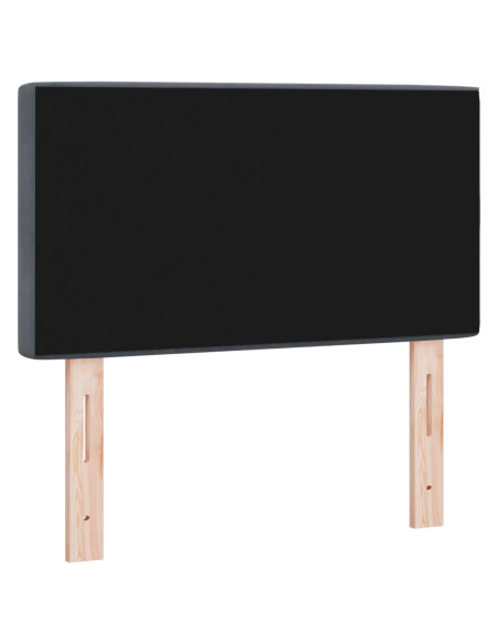 Testata letto  con bottoni in cristallo, grigio scuro, 80 cm in velluto
