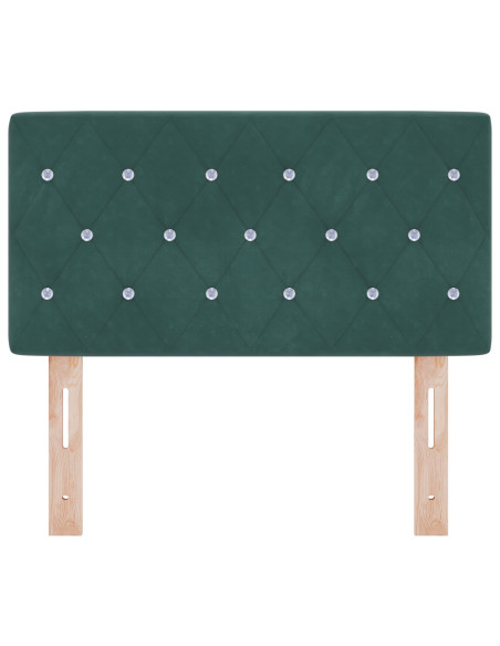 Testiera  con Bottoni in Cristallo Verde Scuro 80 cm in Velluto
