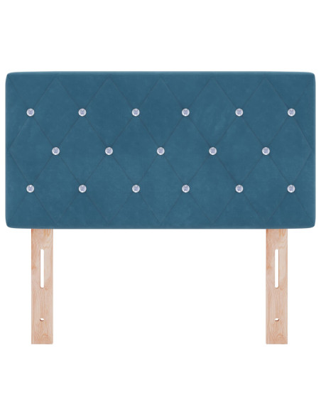 Testiera  con bottoni in cristallo imbottita blu scuro 80 cm in velluto