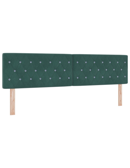 Testiera  con bottoni in cristallo, imbottita, verde scuro, 180 cm in velluto