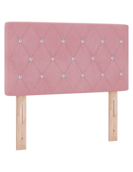 Testiera  con bottoni in cristallo tufted rosa 80 cm in velluto