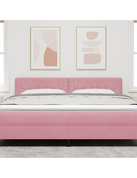 Testiera  con bottoni in cristallo, tufted, rosa, 180 cm, velluto