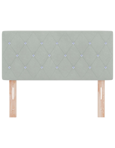 Testata letto  con bottoni a cristallo e rivestimento in velluto grigio chiaro 90 cm