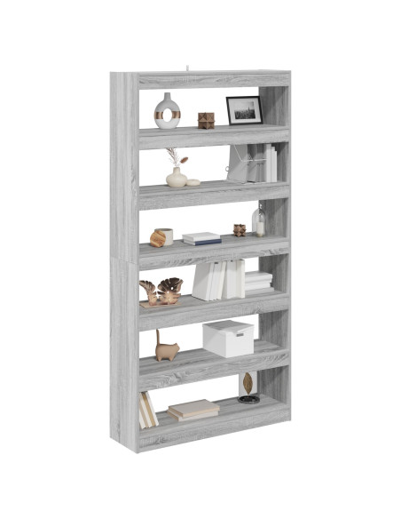 Mobile per libri/divisorio per stanze in rovere nero 100x30x198 cm in legno ingegnerizzato