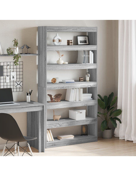 Mobile per libri/divisorio per stanze in rovere nero 100x30x198 cm in legno ingegnerizzato