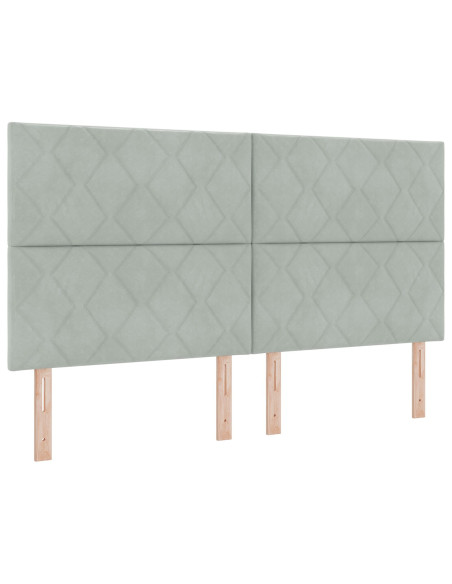 testiera  Design a Blocchi di Diamante Grigia Chiara 180 cm in Velluto
