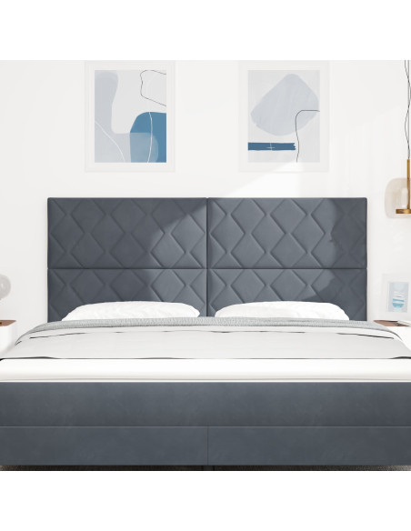 Testiera  Design Blocchi Diamante Grigio Scuro 180 cm Velluto